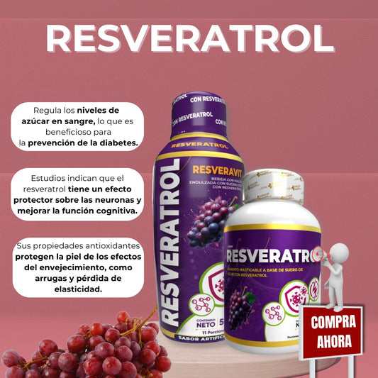 🔥 ¡COMBO EXCLUIVO RESVERATROL: 500 ML + 100 cápsulas! 🔥