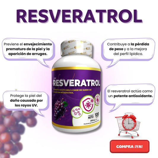 ✨REJUVENECE TU PIEL CON RESVERATROL MASTICABLE X100!🌸